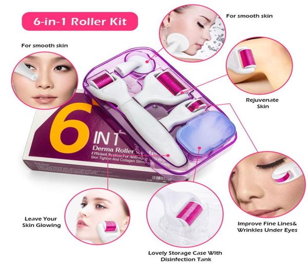 6in1 Micronedle Kit Titanium Mikronadel -Gesichtswalze für Augen Gesichtskörperbehandlung Gesicht Clean Pinsel 4233598