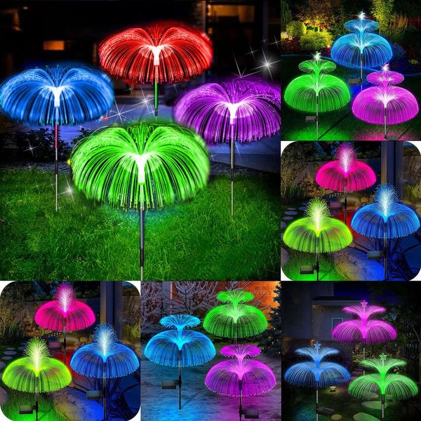 Neue Jellyfish Light 7 Farben Solar Garten LED -Glasfaserlichter im Freien wasserdichte Dekor Lampe für Rasenterrasse