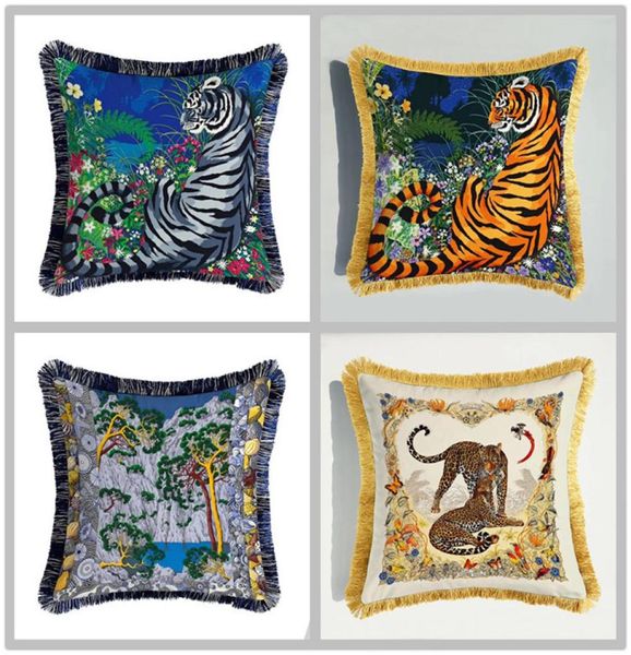 Capa de almofada de leopardo de tigre de luxo Os animais duplos de vodelo -a veludo de veludo capa de veludo de veludo de sofá -sofá de capa decorativa europeia