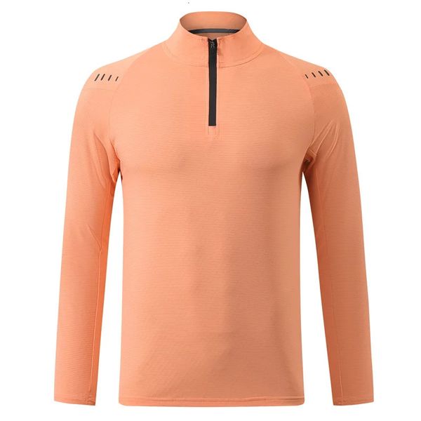 Camicie lunghe da uomo da uomo che corre sport mezza cerniera fitness camicia da allenamento per bodybuilding riflettente magliette traspirabili di alta qualità 240402