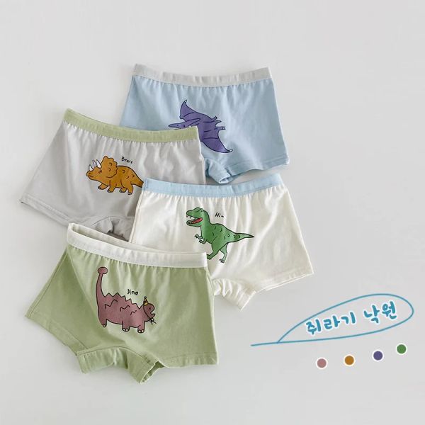 Shorts 4 PCs/Bag Baby Boys Boxer Briefs shorts Cotton Kids (211y) Robô de dinossauro Robô Robô Roupa Four Seasons