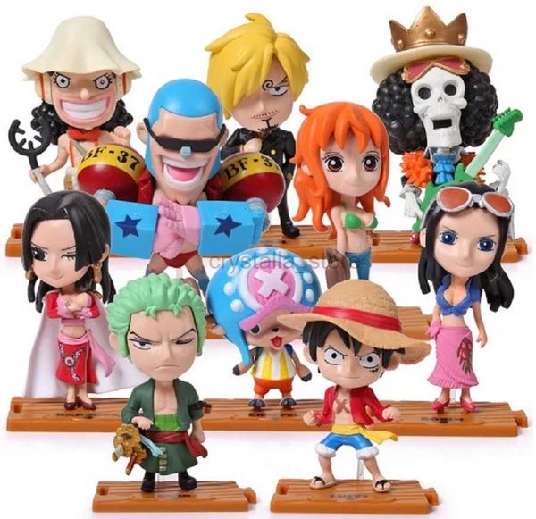 Fumetti eroi 10pcs/set figure d'azione a un pezzo Luffy Zoro Chopper Modello anime da collezione Figuras Toys Toys Boy Birthday Gifts Decoration 240413