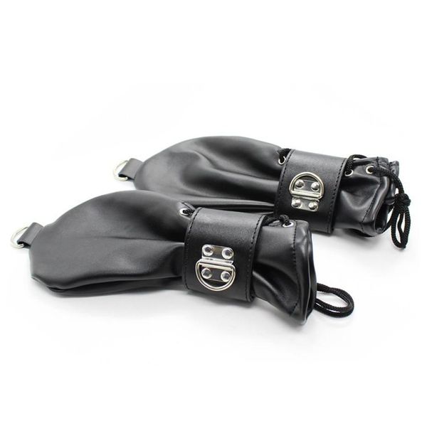 Fashionsoft in pelle pugno guanti guanti con serrature andrings trattenimento manuale di ruolo per animali domestici giocate fetish costume6246656