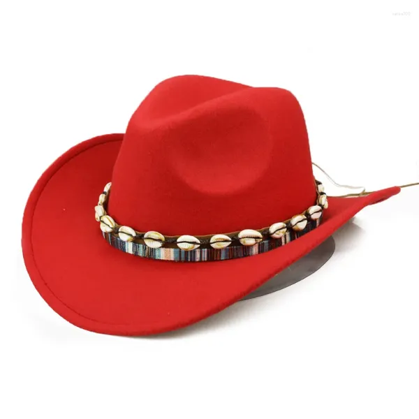 Berrette di guscio in pelle cappello da cowboy jazz in feltro unisex fedora nero largo brim lady fashion berp western western