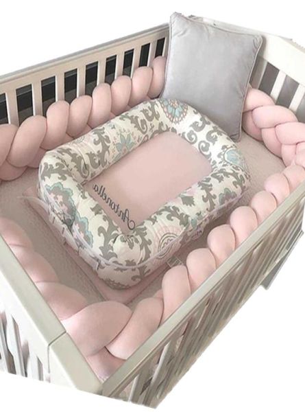 Bebek tampon yatak örgülü beşik tamponlar için kızlar için bebek beşik koruyucusu karyola tampon turu lit bebe tresse oda dekor q08281137161
