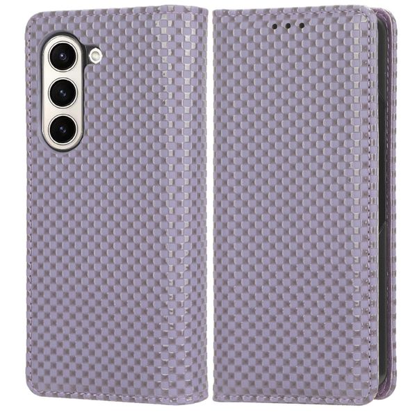 Для Samsung Z Fold 5 Cover Leather Flip Stand Wallet Deluxe Phone Case для Galaxy Z Fold5 5G Pearlescent Check Case Cash