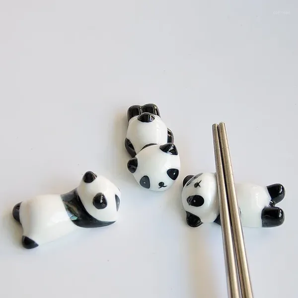Stäbchen 2pcs/Los Visual Touch Home Mini niedliche Porzellan Keramik Panda Chopstick Stand Rast Rack Halter Mt 002