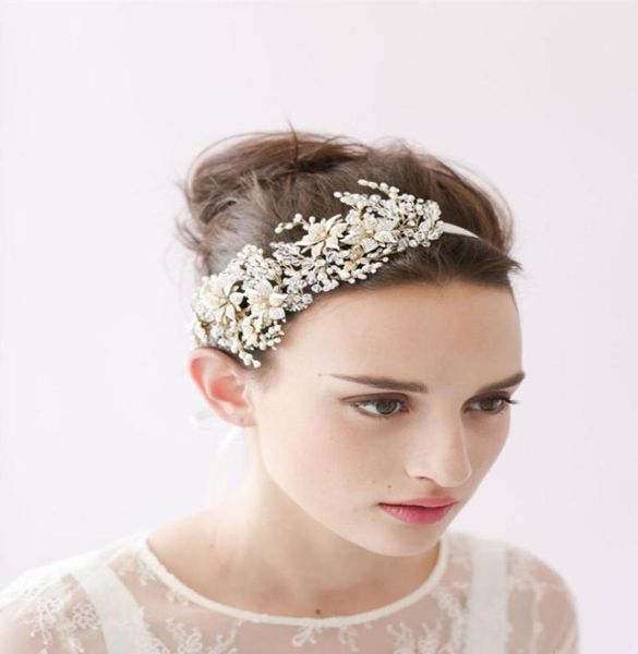 Twigs Honey Wedding Weddies Accessori per capelli con perle di cristalli di cristallo per capelli gioielli Tiara da sposa fascia da sposa BWHP0269630640