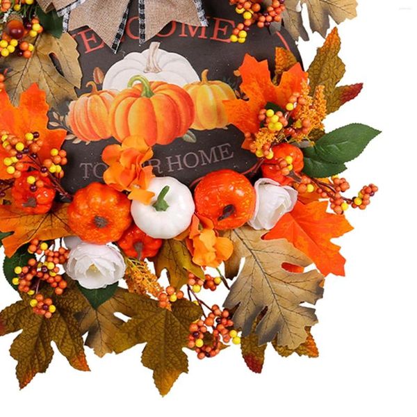 Flores decorativas Fall Wreath Wreath Pumpkin Doll DecorCase Hanger Artigo -Ação de Graças para a parede da festa da varanda do festival