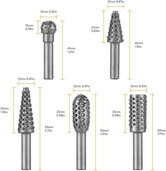 Bits de perfuração de torção de madeira, arquivo de escultura em madeira 6,3 mm (1/4 