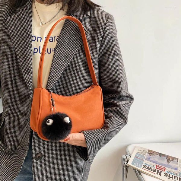 Sacca tobo women arancione arexe retrò di colore solido design di moda design di moda piccole spalle borse in cotone casual borse