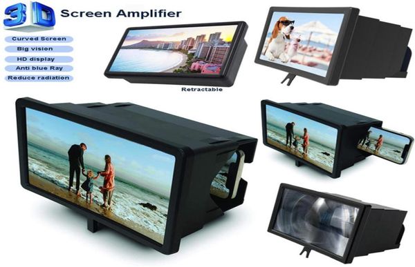 12in Mobiltelefon Display Vergrößerung 3D HD -Telefonbildschirm Magnifier Smartphone Desktop -Halterung Einziehbarer Videos Filme Verstärker Ant3237847