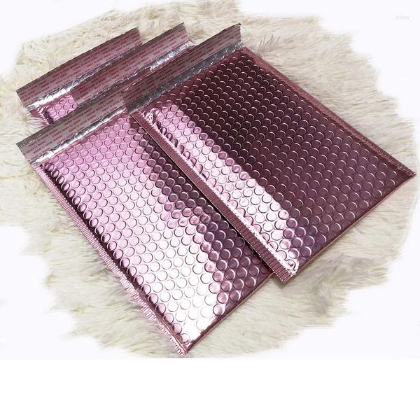 Geschenkverpackung 10pcs/Los Roségold Blase Umschlag Metallic Foil Mailer für Verpackung Hochzeitsbevorzugung Tasche