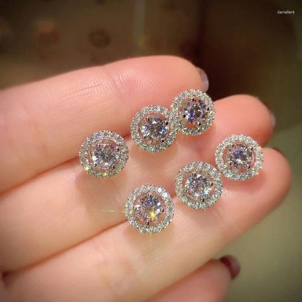 Серьги с грибами теннис 925 серебряные серебряные серьги Diamond Cz Свадьба для женщин для женских газированных украшений для свадебной вечеринки