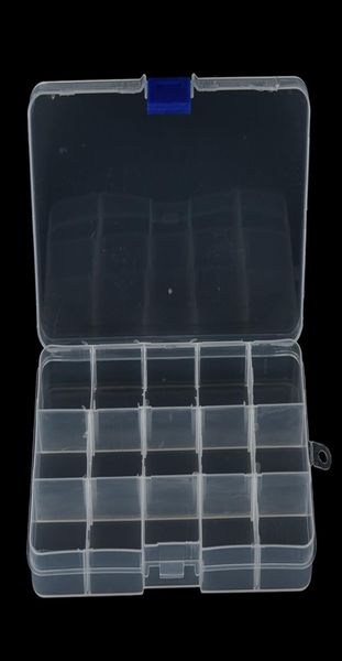 1PCS Caixas de equipamento de folha de pesca convenientes Caixas de equipamento Plastic Clear Fishing Track com 15 compartimentos WHO7625324