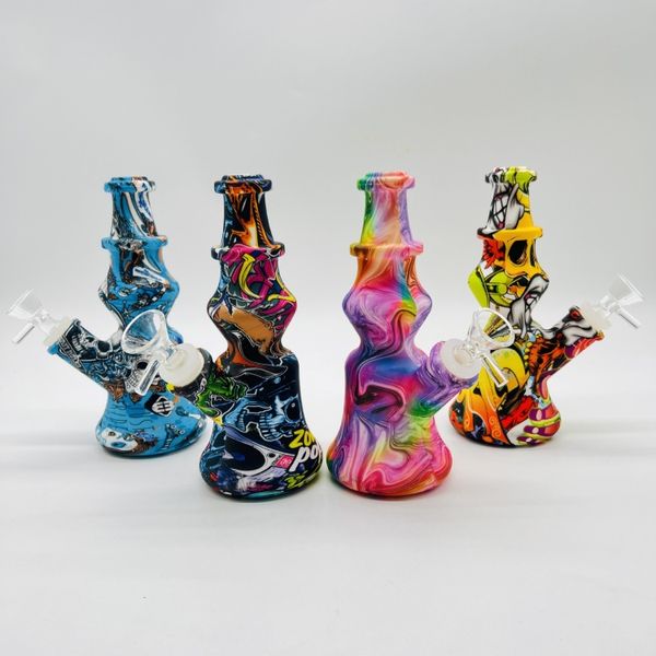 Mais recente colorido copo de silicone pagode kit bong bong kit portátil viagens inovadoras bubbler filtro de tabaco manusear tigela tocador de água de água