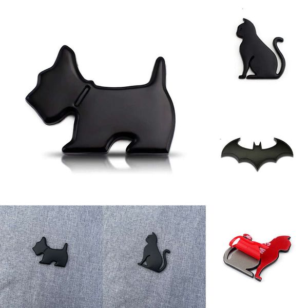 Yeni 2024 Siyah 6/10/12inch araba kişiselleştirilmiş araba çıkartması sevimli evcil hayvan kedi Pet köpek yarasa araba logosu karikatür animasyon metal araba sticker gövdeli sticker kuyruk etiketi