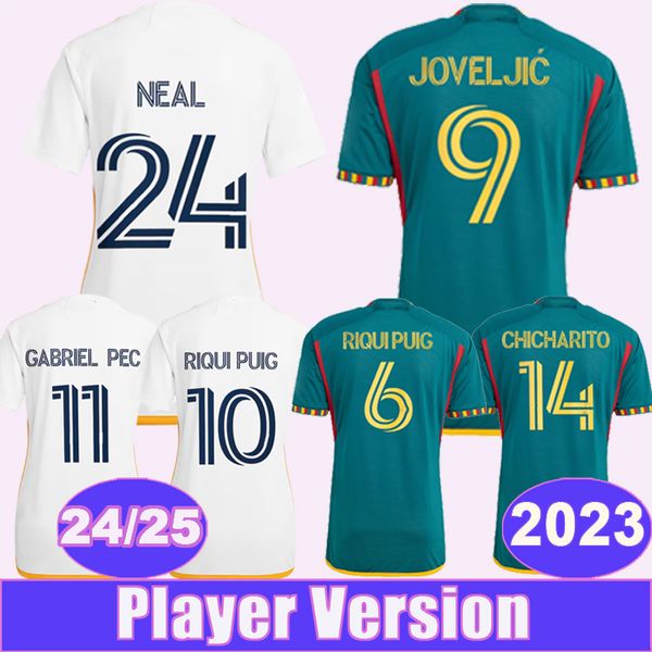 24 25 La Galaxy Chicharito Player Version Soccer Trikots Herren 2023 Araujo Aguirre Alvarez Home Away Football Shirt D.Costa Short Sleeve Erwachsene Uniformen