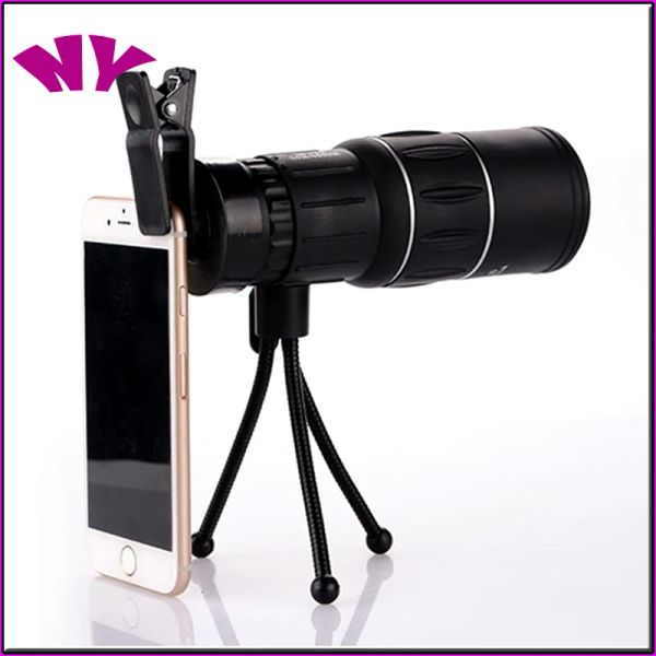 Lens Telefon Kamera Zooms Lens Monoküler 16x52 Taşınabilir Teleskop 16x Telefoto Lens Akıllı Telefonlar İçin Tripod Klipsi