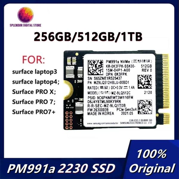 GUIDA ORIGINALE PM991A 1TB 512GB 256 GB SSD M.2 2230 Drive a stato solido interno PCIE3.0x4 NVME SSD per Microsoft Surface Pro7+ SteamDeck