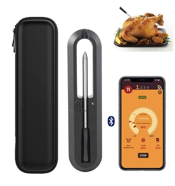 Fırın ızgarası için et termometresi kablosuz barbekü sigara içen rotisserie bluetooth bağlantı dijital mutfak araçları barbekü aksesuarları 220510989647