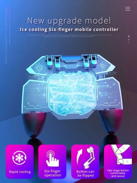 Gamepads nuovo fan di raffreddamento pubg gioco gamepad controller semiconduttore più fresco a sei dita trigger shooter joystick per Android iPhone Phone