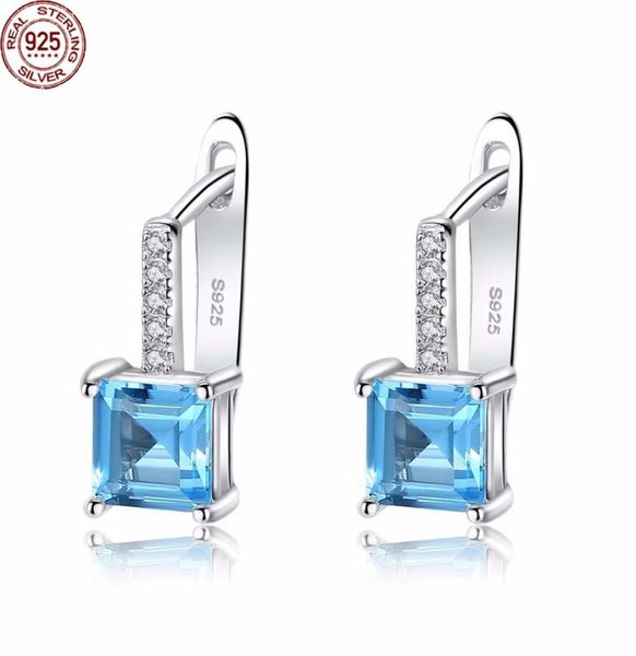 Orecchini per borchie gembo di gemma blu cielo per donne solide 925 sterling in argento intero gioielli regalo di nozze SE9108 per wome1281810