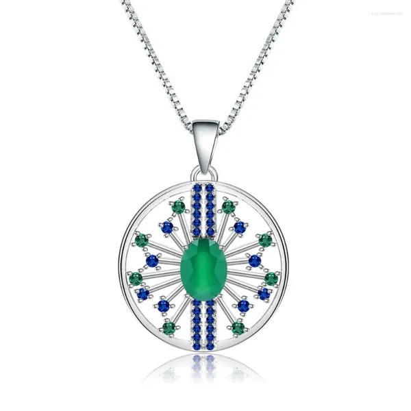 Catene donne di moda agata verde personalizzata 925 collana a ciondolo in argento in argento sterling