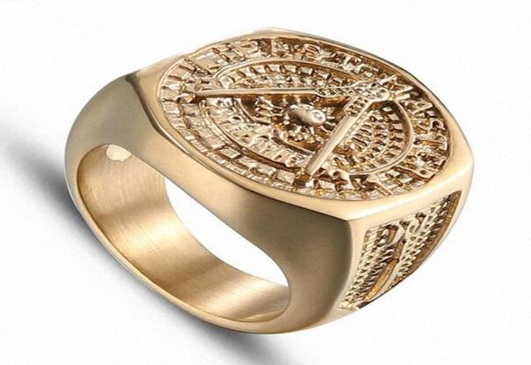 2020 Crystal Crystal Masonic Gold Colore in acciaio inossidabile in acciaio inossidabile Anello nuovi anelli maschili per donne set di anelli nuziali di gioielli da uomo3117944