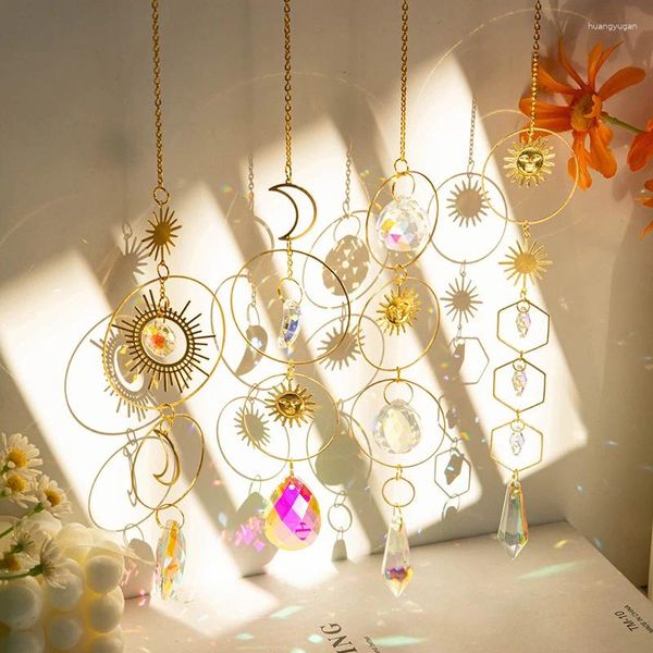 Gartendekorationen Crystal Sun Catcher Stern Mond Licht Fenster Anhänger Dekoration Haus hängende Wind Glockengroßhandel Großhandel