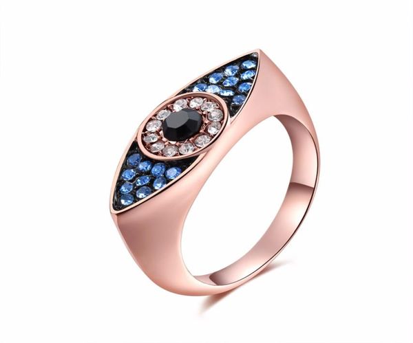 Nova moda europeia Evil Eye Ring For Women Girls Rose Gold Silver Plated Women039S Banda de joalheria de casamento Rings Baneira Finger GI9995438