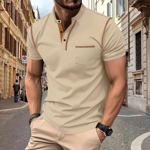 Polos masculinos de verão europeu e americano de mangas curtas camisa para top de comércio exterior