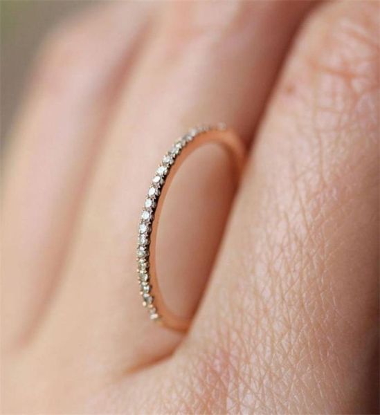Anello nuziale super sottile anello nuziale anelli di fidanzamento in oro rosa in lega Donne alla moda Anillos Regali della ragazza della ragazza AR197323026