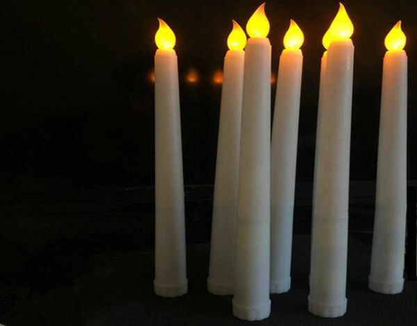 50pcs LED Batterie betriebene flackernde flammenlose Elfenbein -Taper Kerzenlampe Kerzenhochzeit Tisch Home Church Dekor 28cmh H8731238