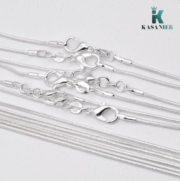 Kasanier 10 Stcs kostenloser Versandgroßhandel Mode Schmuck 925 Silberschmuck Halskette 1 mm Ketten Halskette + 925 Hummerverschluss 5587498