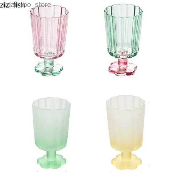 Weingläser Blumenförmiger Wasserbecher Hih Fuß Lass Tassen Eiscreme Tassen Rotwein Mädels Oblet Getränk Tassen Juice Tasse Getränke Mus Tecup L49