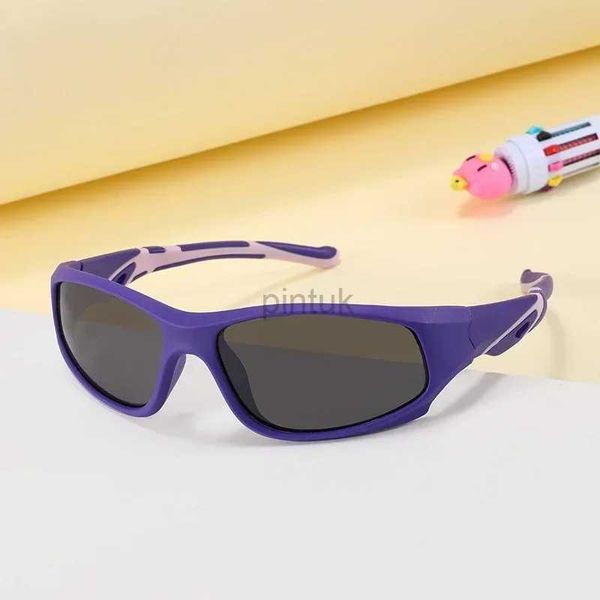 Óculos de sol Crianças de óculos de sol polarizados TR90 Meninas enrolam os óculos de silicone de sol dos óculos de silicone para crianças UV400 Eyewear 240412