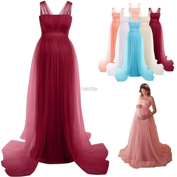 Mutterschaftskleider Mutterschaftsfoto Shooting Kleid Multiway Wrap Tulle Long Maxi Kleid Schwangere Frauen Party Babypartykleid Fotografie Requisiten Kostüm 240413