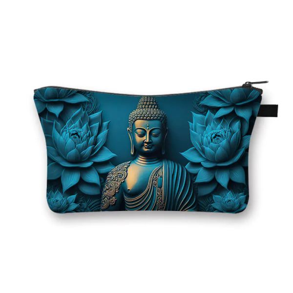 Buddhistische Kunstdruck Kosmetikkoffer Shakyamuni Buddha Manjushri Mahakala Make -up Aufbewahrung Schönheit Taschen Toilettenkits Lippenstifttasche Geschenk