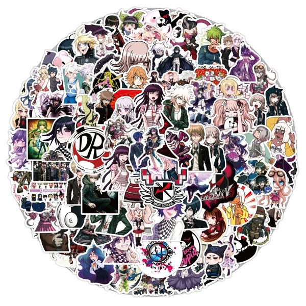 100pcs Game de anime à prova d'água Dangonronpa adesivos de graffiti Patches de cartoon Decalques de jogo de aventura em quadrinhos para carros de motocicleta Biciclo Skateboard Skateboard