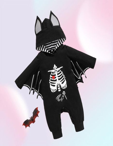 Mumpsuits Autumn Winter Baby meninos meninos meninas Halloween Bat Cosplay Costume de macacão de macacão com capuz de capuz