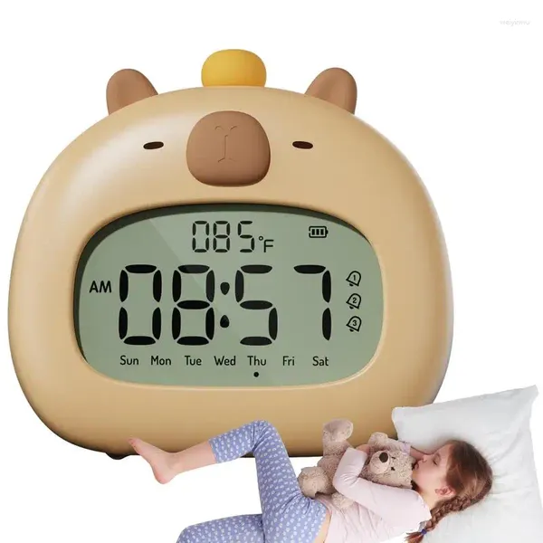 Luzes noturnas Relógio digital Capybara Light fofo alarme com quarto de menina ajustável