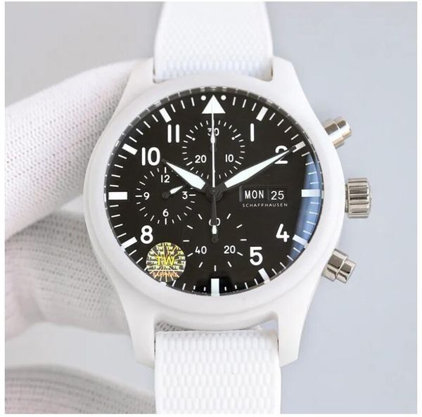 Мужские часы Cermica RW Pilot V2 Версия 44 мм TW Factory 7750 Механическое движение Еженедельное календарное время. Керамический корпус Ar Finger -Отпечаток Sapphire Ligror Watch