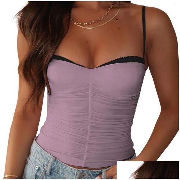 Tanques femininos Camis Lace Camisole Tank Tops para mulheres sem mangas Sparghetti Strap Cami Undershirt Y2K Summer Top Blouse Drop Deli DH8OP