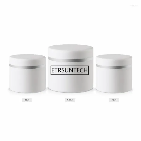 Speicherflaschen 30g 50g 100 g Creme Glas Doppelschicht weiße Kunststoff -Make -up -Behälter PP Probe Kosmetikbox leerer Maske Kanister F20241159