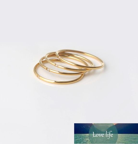 Basic Minimalist One Two Three AAA CZ Stein gefüllte dünne goldene Ringe für Frauen wasserdichte Edelstahl Ring Set Factory Exp6313875