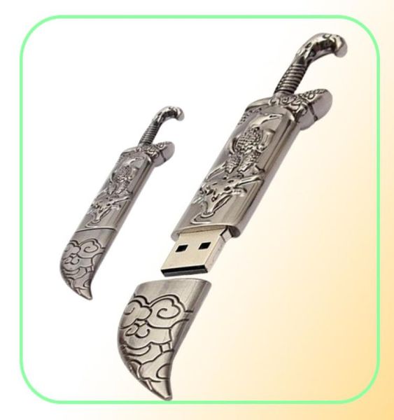 Capacidade real 16GB128GB USB 20 Modelo de espada de metal Flash Memory Stick Storage Storage Pen Drive2307960