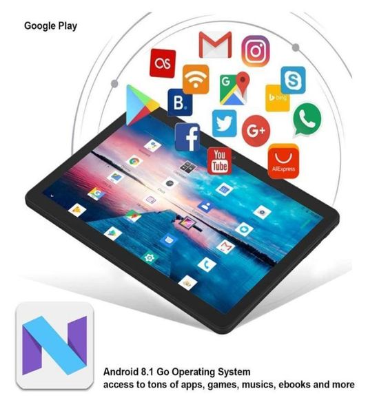 Tablet PC Ultra Slim Octa Core da 10 pollici da 10 GB RAM 128 GB ROM 25D Temera temperata da 50 m Android 90 WiFi6178764