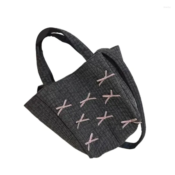 Omuz çantaları Koreli tuval bowknot deseni ile crossbody çanta pratik ve gündelik çanta kadınlar için