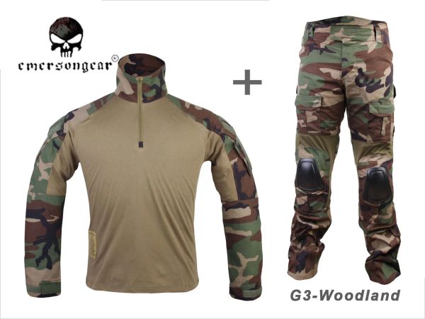Calças Emerson Gen3 Combat Shirt calça terno Airsoft Tactical Militar BDU Uniforme Woodland em9278 EM9351WL